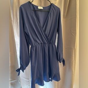 Elegant Blue Wrap Dress